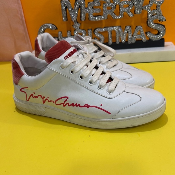 Giorgio Armani White Sneakers with Red Accents - Picture 14 of 14